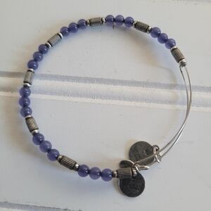 Alex and Ani Purple Beaded Bracelet with Silver Accents A49